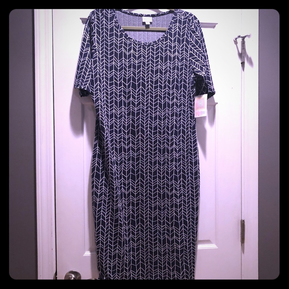 LuLaRoe Blue and White Julia Dress XL NWT
